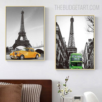 Eiffel Tower IX Landscape Vintage Painting Picture Canvas Print for Room Wall Drape