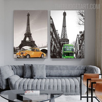 Eiffel Tower IX Landscape Vintage Painting Picture Canvas Print for Room Wall Molding