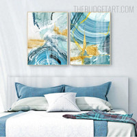 Blue Fleck Abstract Watercolor Contemporary Painting Picture Canvas Print for Room Wall Getup
