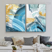 Multicolor Daub Abstract Watercolor Contemporary Painting Picture Canvas Print for Room Wall Garniture