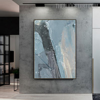 Teal Stone Abstract Modern Nordic Artwork Portrait Canvas Print