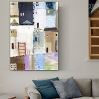 Houses Stair Abstract Contemporary Painting Picture Canvas Print for Room Wall Illumination