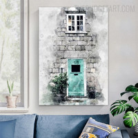 House Doorway Abstract Vintage Painting Picture Canvas Print for Room Wall Outfit