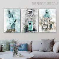 House Abstract Vintage Painting Picture Canvas Print for Room Wall Arrangement