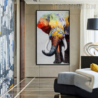 Colorful Elephant Animal Modern Painting Picture Canvas Print for Room Wall Ornamentation