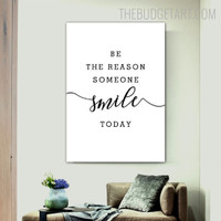 Be Smile Typography Quotes Contemporary Painting Picture Canvas Print for Room Wall Illumination