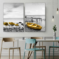 Wood Bridge Nordic Landscape Contemporary Painting Picture Canvas Print for Room Wall Ornament