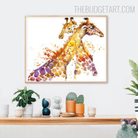 Colorific Giraffe Animal Contemporary Painting Picture Canvas Print for Room Wall Molding