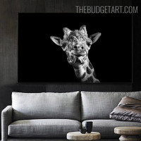 Giraffe Face Animal Modern Painting Picture Canvas Print for Room Wall Flourish