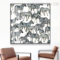 Zebras Animal Contemporary Painting Picture Canvas Print for Room Wall Arrangement