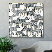 Zebras Animal Contemporary Painting Picture Canvas Print for Room Wall Moulding