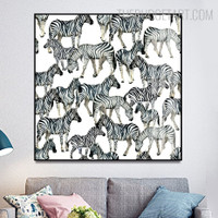 Zebras Animal Contemporary Painting Picture Canvas Print for Room Wall Tracery
