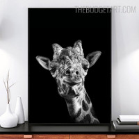 Black And White Giraffe Face Animal Modern Painting Picture Canvas Print for Room Wall Ornamentation