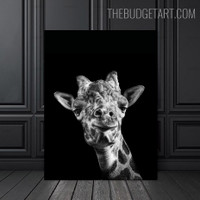Black And White Giraffe Face Animal Modern Painting Picture Canvas Print for Room Wall Ornament