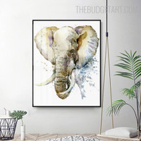 Elephant Face Animal Contemporary Painting Picture Canvas Print for Room Wall Drape