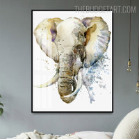 Elephant Face Animal Contemporary Painting Picture Canvas Print for Room Wall Tracery