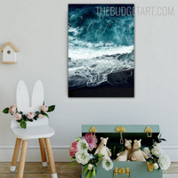 Blue Sea Nordic Landscape Contemporary Painting Picture Canvas Print for Room Wall Outfit