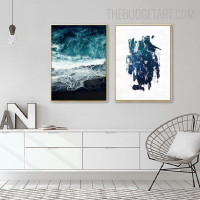 Indigo Tarnish Abstract Modern Painting Picture Canvas Print for Room Wall Trimming