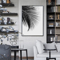 Black And White Leaves Nordic Floral Contemporary Painting Picture Canvas Print for Room Wall Garniture