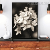 Black And White Blooms Nordic Floral Contemporary Painting Picture Canvas Print for Room Wall Onlay
