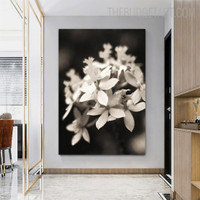 Black And White Blooms Nordic Floral Contemporary Painting Picture Canvas Print for Room Wall Ornament