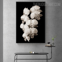 Flowers Cluster Nordic Floral Contemporary Painting Picture Canvas Print for Room Wall Tracery