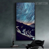 Sky Mountain Naturescape Modern Painting Canvas Print for Room Wall Tracery