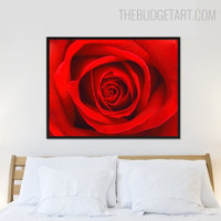 Red Rosebush Flower Floral Modern Painting Picture Canvas Print for Room Wall Adornment