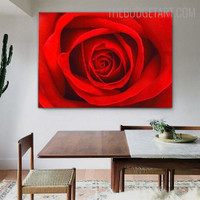 Red Rosebush Flower Floral Modern Painting Picture Canvas Print for Room Wall Illumination