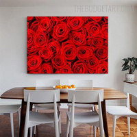 Red Roses Floral Modern Painting Picture Canvas Print for Room Wall Finery