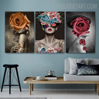 Lady Rosebush Abstract Figure Modern Painting Picture Canvas Print for Room Wall Outfit
