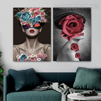 Lady Sunglasses Abstract Figure Modern Painting Picture Canvas Print for Room Wall Arrangement