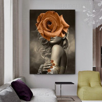 Women With Flower Abstract Figure Modern Painting Picture Canvas Print for Room Wall Drape