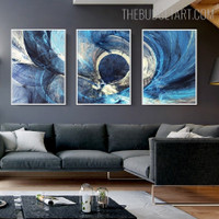 Indigo Patches Abstract Watercolor Contemporary Painting Picture Canvas Print for Room Wall Garnish