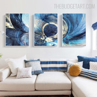 Indigo Patches Abstract Watercolor Contemporary Painting Picture Canvas Print for Room Wall Onlay