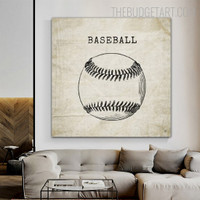 Baseball Sports Vintage Painting Picture Canvas Print for Room Wall Disposition