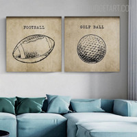 Tarnish Football Sports Vintage Painting Picture Canvas Print for Room Wall Assortment