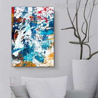 Colorific Splotch Abstract Contemporary Painting Picture Canvas Print for Room Wall Ornament