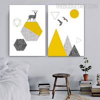 Yellowness Triangle Abstract Geometric Contemporary Painting Image Canvas Print for Room Wall Getup