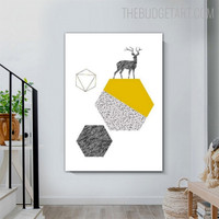 Hexagon Abstract Geometric Contemporary Painting Image Canvas Print for Room Wall Decoration