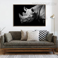 Rhino Animal Contemporary Painting Picture Canvas Print for Room Wall Adornment