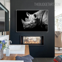 Rhino Animal Contemporary Painting Picture Canvas Print for Room Wall Finery