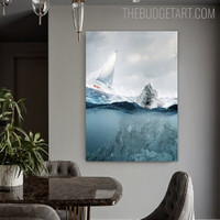 Lonely Boat Landscape Contemporary Painting Picture Canvas Print for Room Wall Equipment