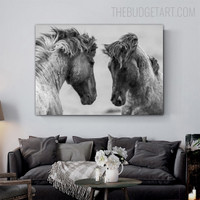 Grey Horses Animal Modern Painting Picture Canvas Print for Room Wall Garnish