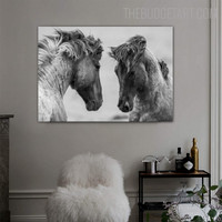 Grey Horses Animal Modern Painting Picture Canvas Print for Room Wall Finery