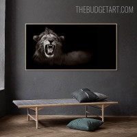 Roaring Lion Animal Contemporary Painting Pic Canvas Print for Room Wall Molding