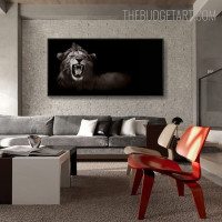 Roaring Lion Animal Contemporary Painting Pic Canvas Print for Room Wall Ornament
