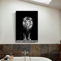 Black And White Lion Animal Vintage Painting Picture Canvas Print for Room Wall Arrangement