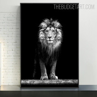 Black And White Lion Animal Vintage Painting Picture Canvas Print for Room Wall Finery