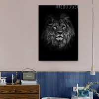 Face Lion Animal Vintage Painting Picture Canvas Print for Room Wall Drape